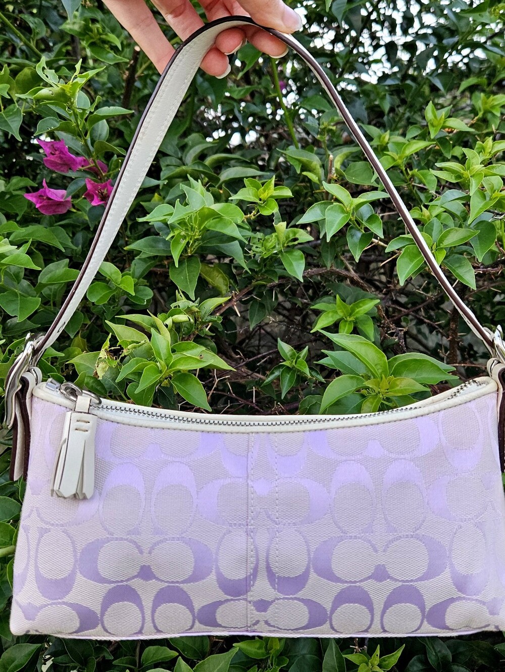 Vintage Coach Hamptons 8K01 Lilac Signature East West Demi Shoulder Bag Y2K
